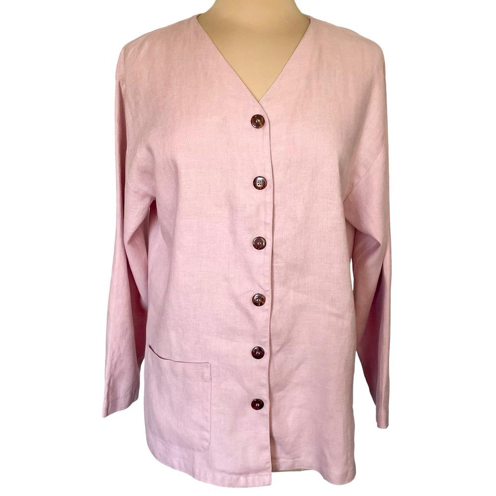 Island Rebuplic 100% Linen Button Front Top/Jacket Size S/M Casual Summer Travel